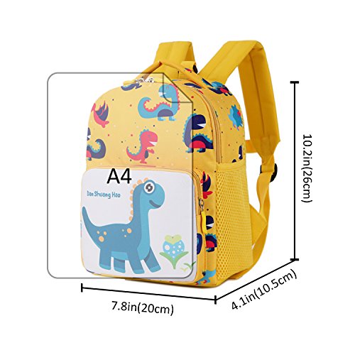 Uworth Sac à Dos Enfant Bebe Dinosaure Garçons Sac Maternelle avec Laisse Harnais Jaune