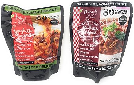 Miracle Noodle Kitchen Spaghetti Ready-To-Eat Meal Bundle: One Vegan Spaghetti Bolognese and One Spaghetti Marinana