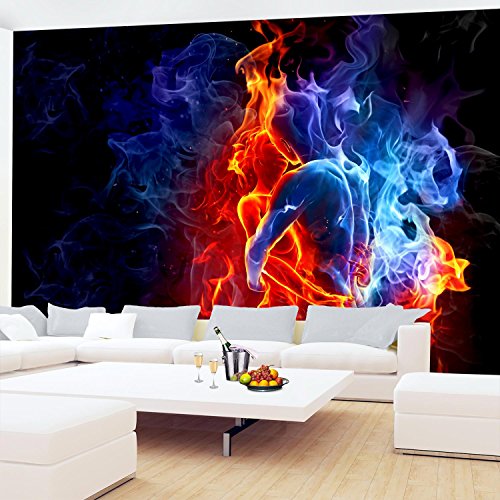 Fototapete Fire & Ice 352 x 250 cm – Vliestapete – Wandtapete – Vlies Phototapete – Wand – Wandbilder XXL – !!! 100% MADE IN GERMANY !!! Runa Tapete 9048011b - 4