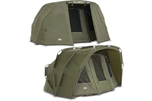 ‎LUCX Lucx® Bivvy + Winterskin 'Tiger' 1-2 - 3 Man Fishing Tent + Throw - Carp Dome with Overwrap 2 or 3 Man Carp Fishing Tent