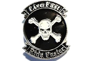 MAINLY METAL Spilla in metallo smaltato per moto con teschio e ossa incrociate