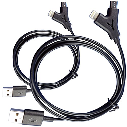 COM-PAD 2x USB auf Lightning und Micro-USB Kabel 2x120cm schwarz