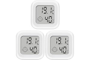 Pitasha Mini Thermometre Hygromètre Interieur, Digital Thermometre Hygrometre Interieur Indicateur Précision, Moniteur de TempéRature et Humidimètre avec Affichage de Confort et ℃/℉ SéLectionnable(3)