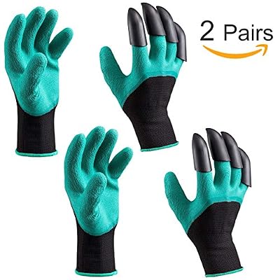 KIDAC Gants de jardinage Kittec Latex de caoutchouc Jardin GE Griffe de gants avec doigts pour chambre d'enfant de jardin creuser Planter (2 paires), 2 Pairs