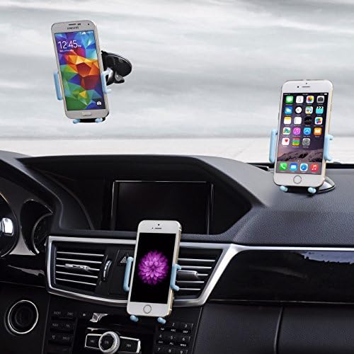Best Car Phone Holder, 3 in 1 Universal Cell Phone Car Cradle & Mount Fits iPhone & Other Popular Brands - 3 Mounting Options - 360 Degree Rotation - A Perfect Gift for a Great Price.