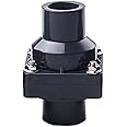 Swing Check Valve Non-Return Check Valve PVC Double Union Solvent Weld Pipe Fittings for Metric Pressure Pipe (DN20 Φ25mm)
