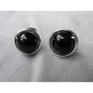 Ohrstecker aus dem Edelstein Schwarzer Turmalin - versilbert