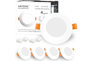 Jayool LED recessed Ceiling Lights Ultra Thin, 8W Round Downlights Ceiling Mounting Lamps, 800lm Daylight White, 5700K, Non- Dimmable, 4 Pack