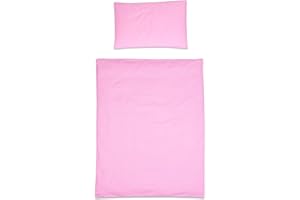 Baby Comfort 2 Piece Duvet Cover & Pillowcase Bedding Set 150x120 cm for Toddler Junior Cot Bed (Pink)