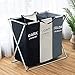 Produktbild BOLLAER Wäschekorb Doppel-Wäschekorb, faltbar, X-Rahmen, 2 Abschnitte, Oxford-Wäschesortierung, Aluminiumrahmen, schmutzige Kleidertasche für College Wohnung und Zuhause, 3 Section