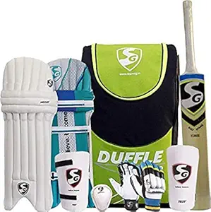 IBazar SG Complete Cricket Kit with Helmet for Left Handed/Handers Batsman Size 4(for 10-11 Year Boy)