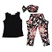 niceEshop(TM) Girl Pure Color Vest Small Broken Flower Hairband Harem Pants Set