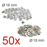 preiswert Click-Buttons DIY: Set aus Basisteil + Glas-Cabochon für Standard-Buttons (18mm), 50 Stück