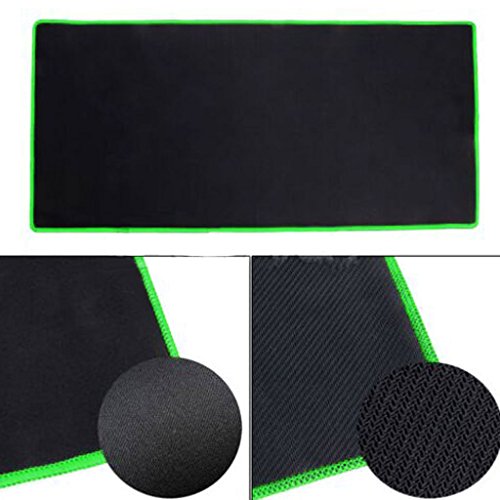 Anti-Rutsch Computer Gummi Mousepad Mousemat Gaming Mäuse Mauspads Matte für PC Laptop – Schwarz mit Grün-Rand, 300 * 700 * 2mm - 4