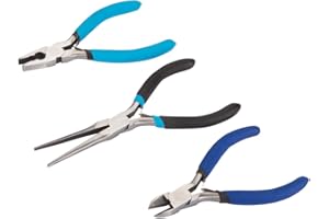 BLUE SPOT TOOLS Blue Spot 08512 Combination Mini Plier Set Needle with Side Cut - Blue (3-Piece)