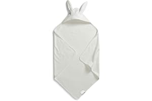 Elodie Details Cape de Bain Bébé 100% Coton Oeko-Tex avec des Oreilles de Lapin 80 x 80 cm - Vanilla White Bunny, Blanc