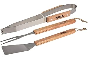 OrionMart BBQ Tools Set with Wooden Handle Heavy Duty Durable and Light-Weight Outdoor/Indoor Barbecue Grill Tools Kit – The Ultimate Bbq Accessories Gifts for Men