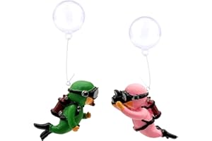 NCOALE Aquarium Deko, 2 Stück Schwimmende Taucher Aquarium Dekoration Harz Aquarium Zubehoer Landschaftszubehör, für Aquarien Zuhause Büro (Grün, Rosa)