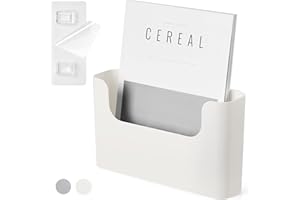 YOHOM Zeitungshalter Wand Zeitschriftenhalter Prospekthalter Wand Briefhalter Wandprospekthalter A4 mit 2 Montagearten (Kleben/Bohren) Ablagefächer Wand für Dokumente, Magazine, Bücher Weiß 1 Stück