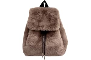 Ulisty Damen Klein Kunstfell Kaninchen Pelz Rucksack Pelzige Kordelzug Tagesrucksack Plüsch Schultertasche