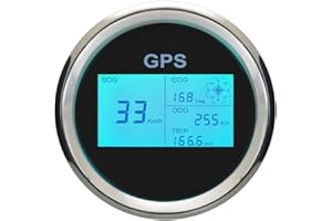 ‎ELING ELING Digital GPS Tacho LCD Geschwindigkeitsmesser Kilometerzähler mit GPS Antenne 85mm Überdrehzahl Alarm