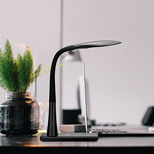 LE Schreibtischlampe dimmbar Augenfreundlich 8W 600lm 360 Grad verdrehbar LED Tischlampe mit Schwanenhals, kaltweiß, Touchfeld und 7 Helligkeitsstufen, kinderbeleuchte, Tischleuchte, Nachttischleuchte schwarz - 5