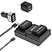 Produktbild Elenxs NP-FH50 Akkus 2er-Pack Li-ion-Ersatzakkus- Elenxs Ersatzakkus mit USB-Dual-Akkuladegerät + 4.1A- Autoladegerät + 2.1A-Wandladegerät für Sony NP-FH50, NP-FH40, NP-FH30, NP-FP50, NP-FP51 arbeitet mit Sony DSLR-A230, DSLR-A330, DSLR-A290, DSLR-A380, DSLR-A390