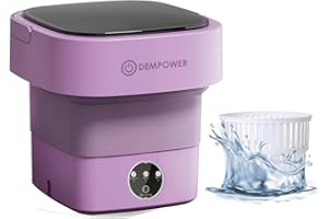 DEMPOWER Portable Washing Machine 6.5L - Washer Dryer Machine for Small Spaces - Mini Washing Machine Ideal for Apartments, Dorms, and RVs - Compact and Efficient Laundry Solution (Purple)