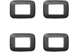 ZOREI 4 Pezzi Placche Compatibile Con Bticino Axolute, Modello Orbis Serie Ovale (3 Moduli / Posti, Acciaio Scuro)