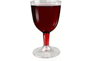 VELLUSTRA Premium plastglas, rött plastvinglas, 50 st, 160 ml, diskmaskinssäker, okrossbar, BPA-fri, användning: evenemang, f