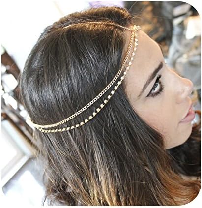 Head Tribal Chain Rhinestone Headbands Crossover Headpiece Jewelry Hair Band Tassels for Girls womens