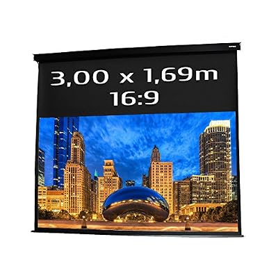 KIMEX 042-3518 Ecran de projection électrique 3,00 x 1,69m, format 16/9, carter noir