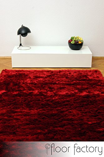 Exklusiver Hochflor Shaggy Teppich Satin rot 80×150 cm – edler, seidig glänzender Teppich - 5