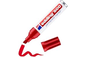 edding 500 marcador permanente - rojo - 1 rotulador - punta biselada 2-7 mm - resistente al agua, de secado rápido, rotuladores indelebles - para cartón, plástico, madera, metal, vidrio