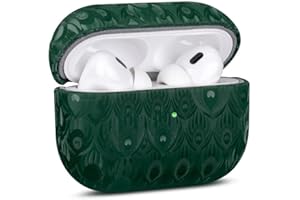 Haobobro [Lenticular Prints Series] AirPods Pro 1 Hülle Case 2019 - Handgefertigtes, stoßfeste Schutzhülle, Mikrofaser Leder Cover - AirPods Pro 1. Generation Hülle (Pfau grün)