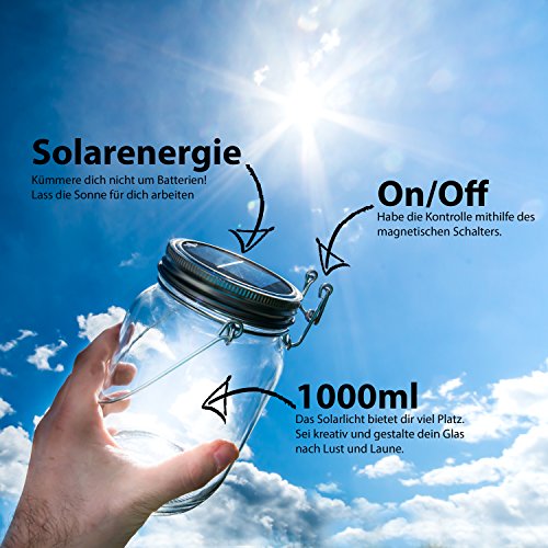 Das saubere Licht – Solarglas von Southlake welches als Solarlampe / Solar-Laterne / Gartenlampe für Balkon oder Garten genutzt wird. Alternative für gewöhnliche solarleuchten und Gartenbeleuchtung - 2
