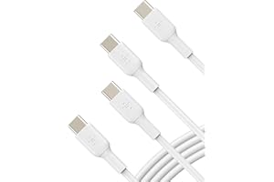 Belkin BoostCharge cable USB-C a USB-C (cable USB-C de carga rápida para iPhone 16, iPhone 15, Galaxy S24, S23, Google Pixel, iPad, MacBook, Nintendo Switch y más, cable USB Tipo C) 1 m, 2 uds, blanco