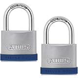ABUS Vorhängeschloss Silver Rock 5/40 aus massivem Zink - 2er Set - mit Silikon Schutzrahmen - Kellerschloss u. v. m. - ABUS-