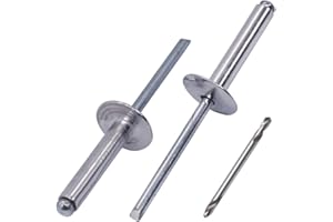 SKIR'CO (30 piezas) Remaches ciegos de aluminio con brida grande de 4,8 x 30 mm, mandril de acero, broca incluida