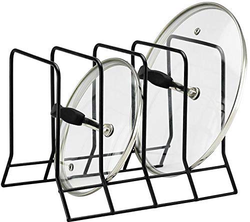 Kitchen Bakeware Pot Lid Rack Holder Organizer (Black) by Neat-O
