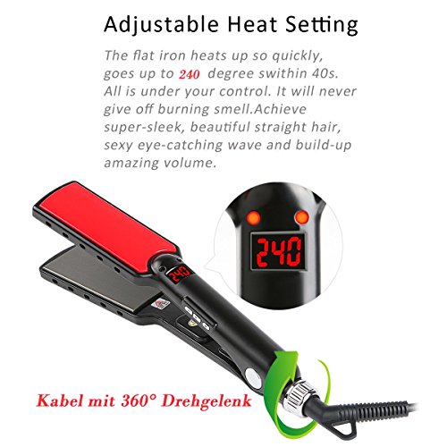 Flyoneer® Profi Glätteisen Extra Breit Digital Nano-Titan einstallbar 80~240 ℃ Turmalin – Keramik Haarglätter – effektiv und sicher (mit hochwertiger Keramikbeschichtung ) - 4