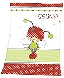 Wolimbo Flausch Babydecke mit Ihrem Wunsch-Namen und Motiv - personalisierte / individuelle Geschenke für Babys und Kinder zur Geburt, Taufe und Geburtstag - 75x100 cm für Mädchen und Jungen