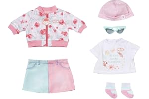 Baby Annabell Deluxe Spring Outfit 43cm - For Dolls - Easy for Small Hands, Creative Play Promotes Empathy & Social Skills, For Toddlers 3 Years & Up - Includes Jacket, Shirt, Skirt & More, Red