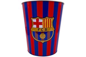 MOZURU Papelera de Hojalata Blaugrana Fútbol Club Barcelona | 25 cm de Altura | Decoración Fútbol para Dormitorio, Oficina o Zona de Estudio | Compacta y Ligera
