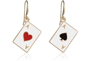 ‎CLYHON Poker Ohrringe für Frauen Vergoldet Spielkarten Muster Ohrringe Charms Herzen Pik Asse Ohrringe Mode Ohrhänger Schmuck Geschenk für Mädchen Hochzeit Geburtstag Weihnachten Muttertag