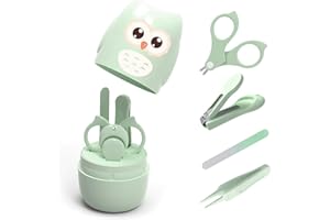 BATFE Manucure Bébé | Kit 4-en-1 avec Étui, Coupe-Ongles, Ciseaux, Lime et Pince à Épiler | Kit Soins des Ongles Bébés et Jeunes Enfants | Nouveau-né Spécial Protection pour Bébé
