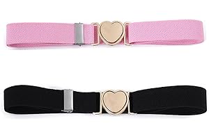 Weenwill Cinturones Niñas,2 Piezas Cinturón Elástico Ajustable Corazón Cinturones Niña Con Hebilla Linda Corazón Para Niños Mujer Vestidos Pantalones