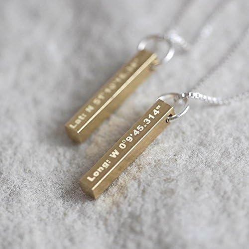 OHS Brass Bar Coordinates Necklace valentines for Her present