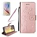 Produktbild Für Galaxy S8 Klapphülle, Girlyard Bling Diamant Schmetterling Blumen Muster Rose Gold PU Leder Hülle Slim Fit Soft Silikon Innere Bumper Wallet Case mit Lanyard Strap Standfunktion Kartenfach Magnet Schutzhülle für Samsung Galaxy S8