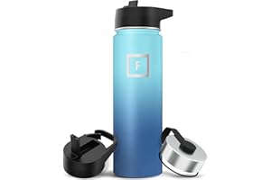 IRON °FLASK Metal Water Bottle with Straw Lid - 650ml 3 Lids - Stainless Steel Double-Walled Insulated Vacuum Leakproof - Sports Gym Camping Hiking Hydration School Kids